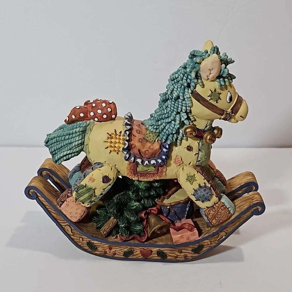 House of Lloyd VTG Christmas Around the World Patchwork Patch Pony Brown Blue - Picture 7 of 9